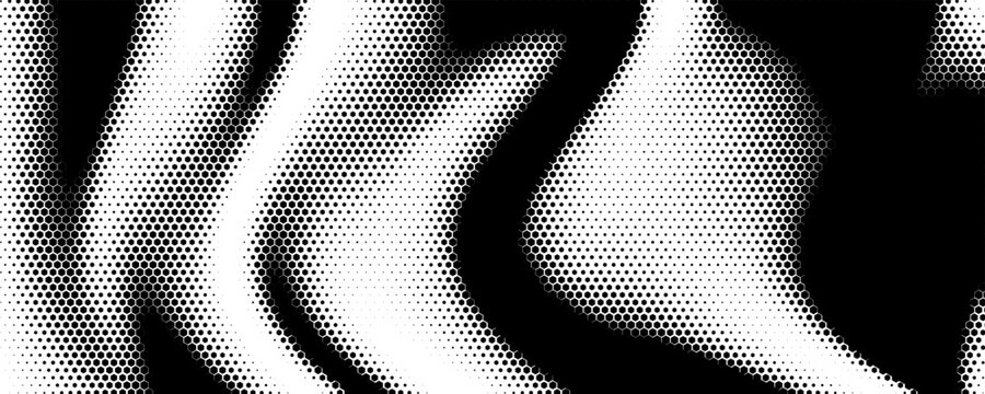 Fading hexagon gradient texture. Vanishing honeycomb pattern background. Geometric hexagonal halftone tech overlay backdrop. Black grunge halfton wallpaper. Vector retro dot texure wallpaper