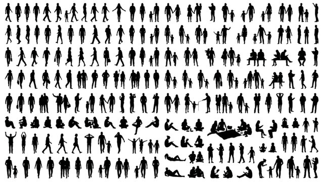 Architectural Human Walking CAD Block Set with Pedestrian Poses and Urban Entourage Elements