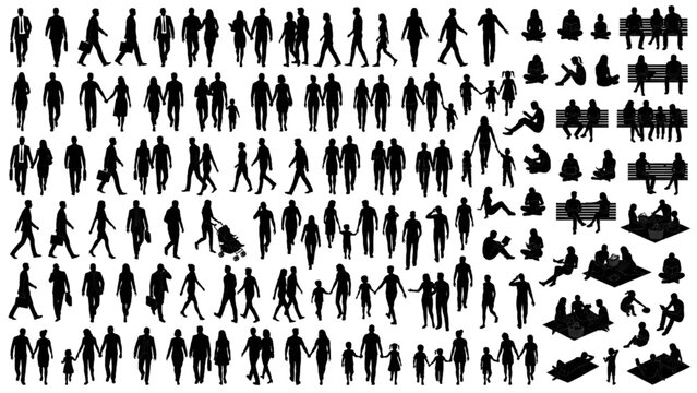 Architectural Entourage CAD Library with Human Silhouettes Trees Furniture and Site Planning Elements