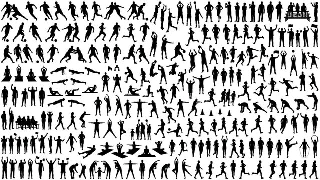 Architectural Human Motion CAD Block Set with Walking Running and Dynamic Silhouette Figures