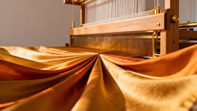 Weaving loom with golden fabric