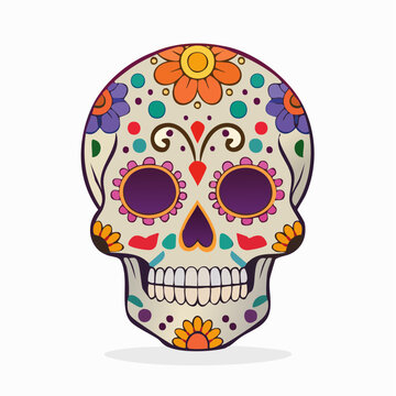Decorated Sugar Skull with Floral Patterns