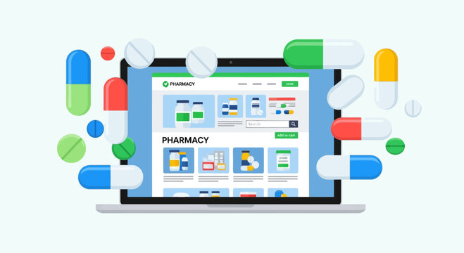 Online Pharmacy Shopping with Medicine and Digital Health Concepts