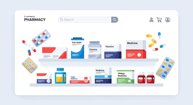 Online Pharmacy E-commerce Medicine and Health Products Display