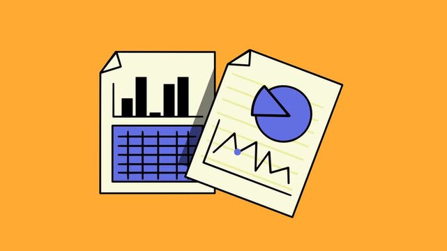 Animation of graphs and data, depicting statistical analysis