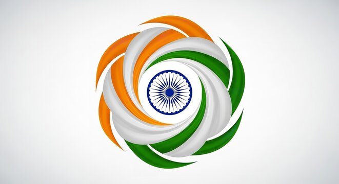 Circular Spiral Indian Flag Design with Ashoka Chakra