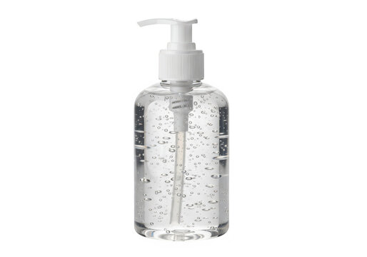 Clear hand sanitizer gel in a pump bottle isolated on transparent background