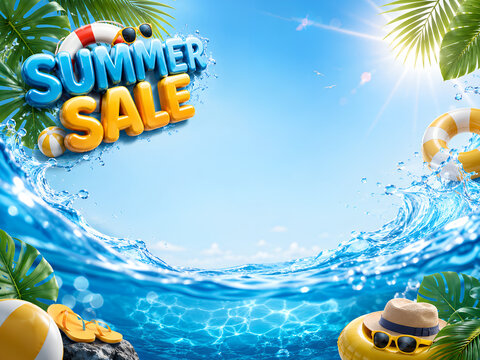 Summer Sale Ocean Splash Poster