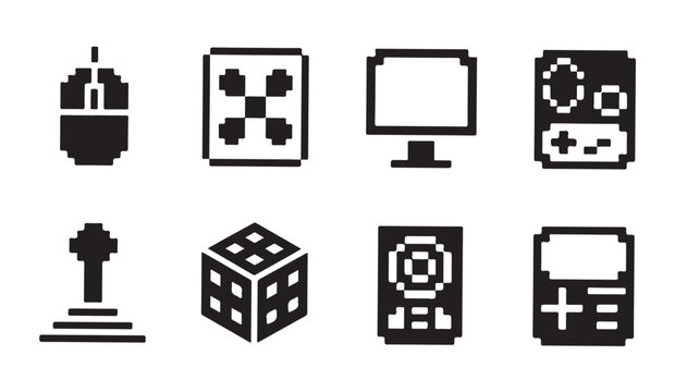 Digital technology and gaming pixel art icons collection featuring electronic devices set.