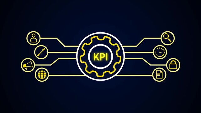 Key Performance Indicator interface. futuristic specific business objective over time. business progress