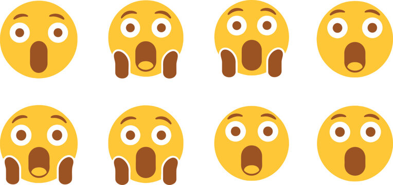 Collection of shocked face emojis with various expressions
