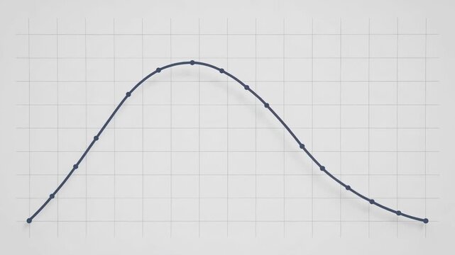 Curved data line chart with smooth minimalist style on light grid background, concept of analytics and statistics