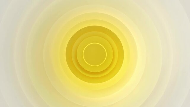 Concentric yellow circles forming an abstract layered shape in soft graphic style on pale backdrop, symbolizing energy and harmony