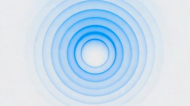 Blue concentric rings in abstract style on a light background, expressing concepts of calm motion and minimal balance