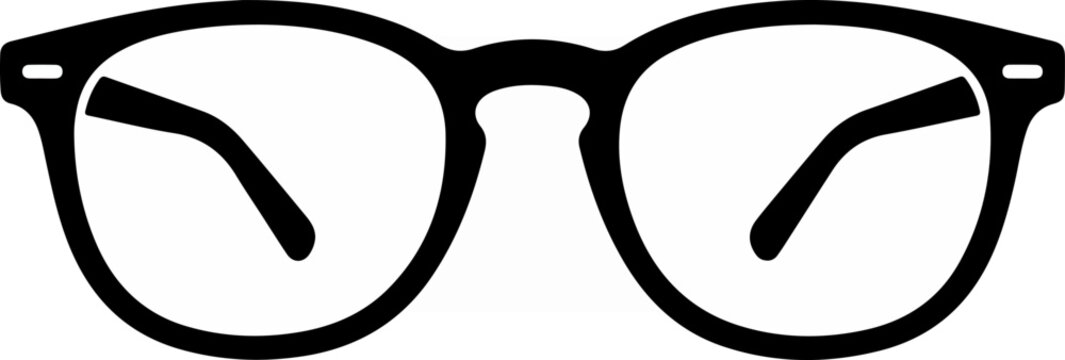 Black Eyeglasses on White Background.
