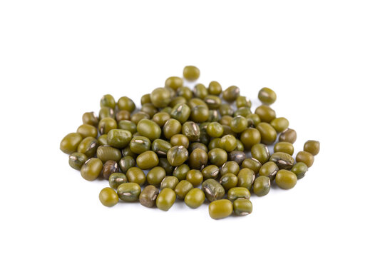 Dried Mung Beans Pile Isolated on White