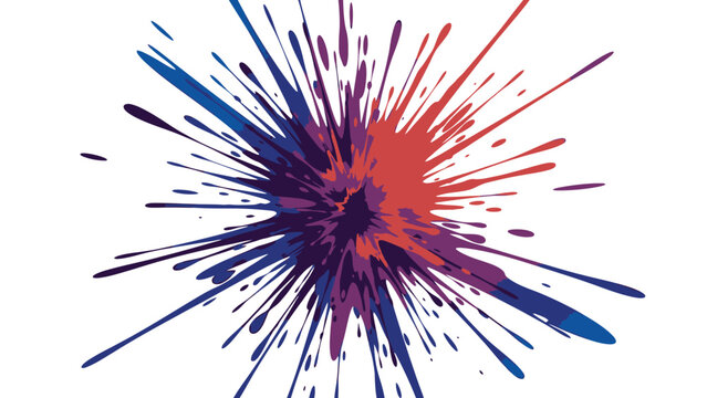 Vibrant Red and Blue Paint Splatter Explosion on Isolated White Background