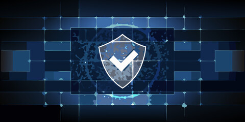 Shield With Checkmark Futuristic Vector Illustration With Grid Background © VectorArtKing
