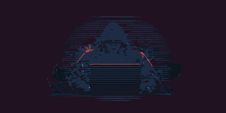 Hooded Figure Silhouette In Low Poly Vector Illustration Dark Background