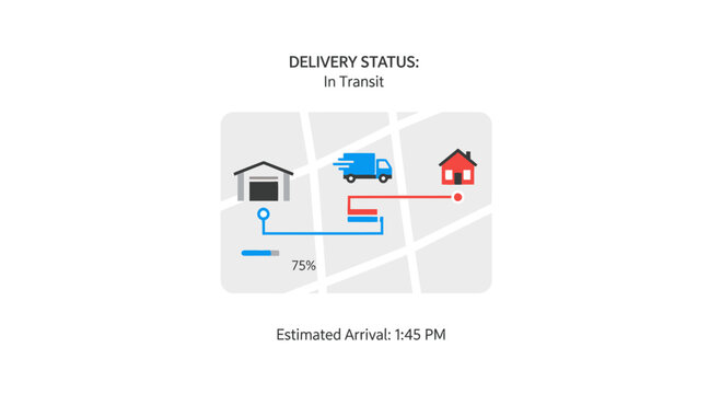 Delivery status on a map screen.