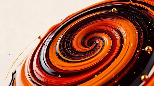  swirling red and black liquid with gold beads