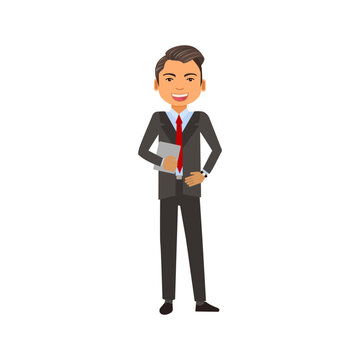 Young businessman cartoon in formal suit formalwear