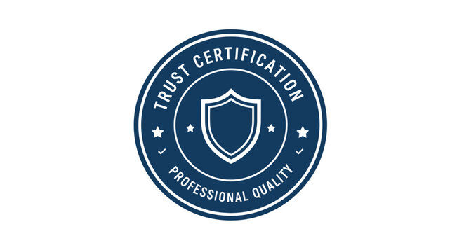Trust certification professional quality shield logo.