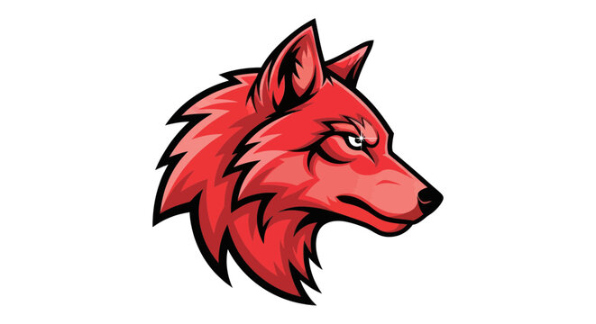 Red Wolf Head Cartoon Illustration.
