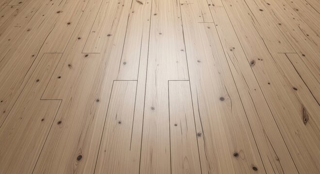 Light brown wooden floor with knots and planks in a room with a shiny surface and natural texture.