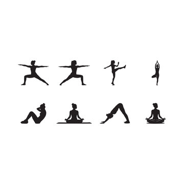 Meditative and Stretching Yoga Figures