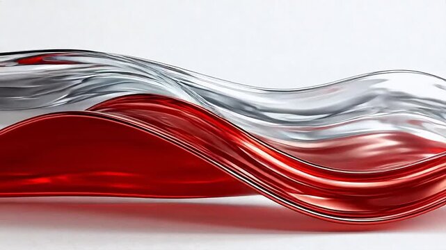 Abstract red and silver flowing liquid