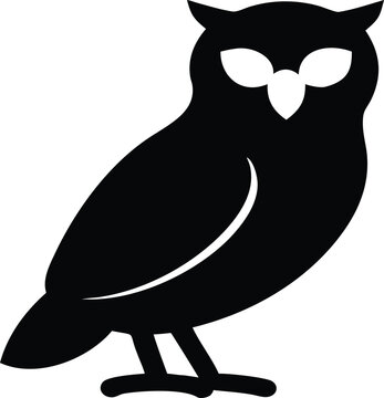 Detailed Owl Silhouette Perched Calmly &ndash; Elegant Minimalist Wildlife SVG Vector Logo