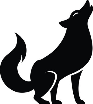 Elegant Wolf Silhouette Howling at Sky &ndash; Minimalist Wildlife Vector Logo Design
