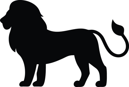 Minimalist Black Lion Silhouette &ndash; Majestic Wildlife SVG Vector Logo Design