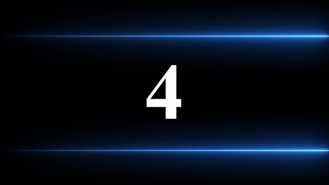 0 to 4 second modern digital countdown timer neon line light style on black background. Sci-Fi neon line frame 4 sec countdown loop. countdown timer 4 sec animation 4k video.