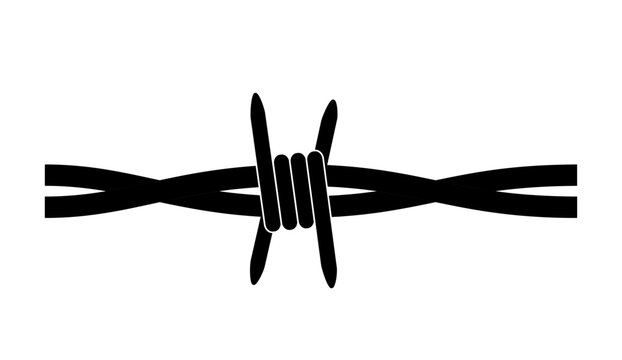 Black barbed wire fence section with a closed lock symbolizing security and restriction
