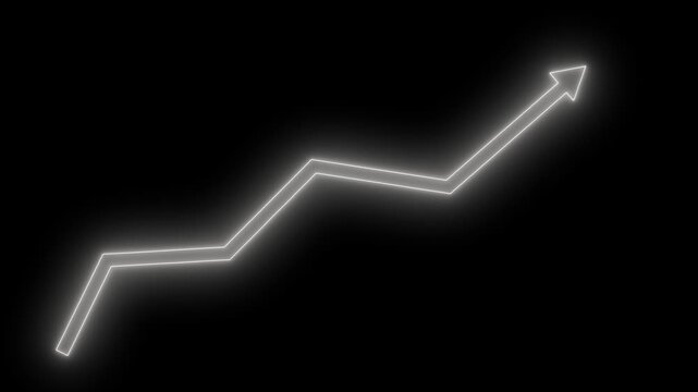 Glowing zigzag arrow showing upward trend animation