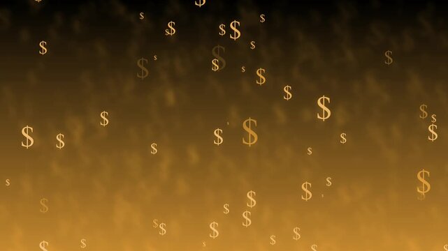 Dollar signs falling gradient background with bokeh-like fog effect animation