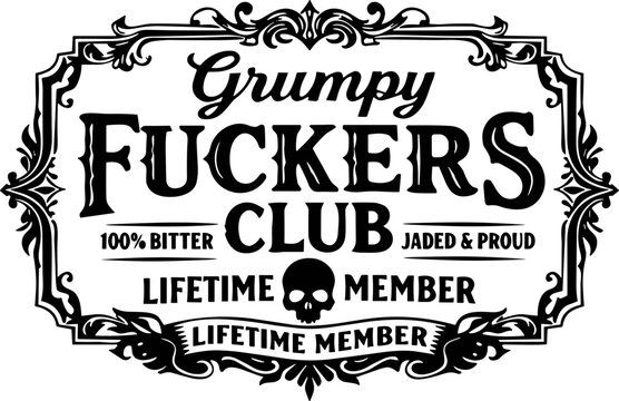 Grumpy Fuckers Club Svg Png , Skull Biker SVG, Sarcastic Adult Humor SVG