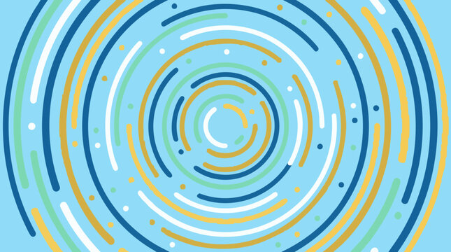 Modern abstract background with colorful concentric dashed circles and dots