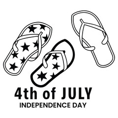 Fototapeta premium Flip flops with stars pattern for Independence Day celebration in vector illustration style