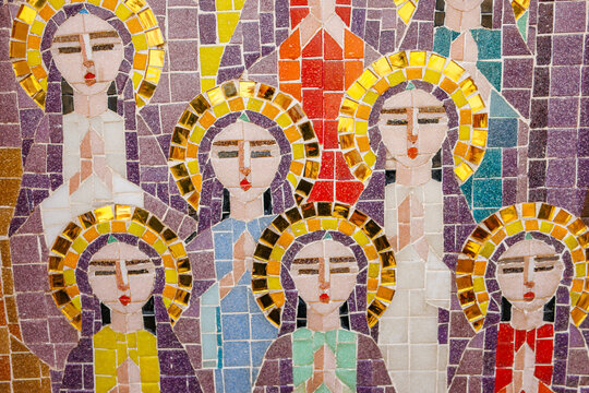 Cairo, Egypt - 26 Jan 2026: Mosaic at the entrance to the Hanging Church in the Coptic quarter of Old Cairo