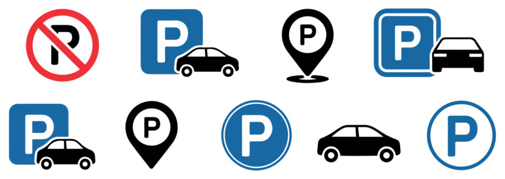car parking icons set collection