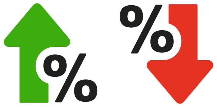 percentage growth decline arrow icons