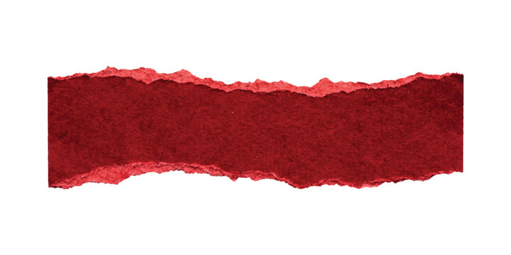 Horizontal strip of dark red torn paper with rough jagged edges for design elements Vector, illustration