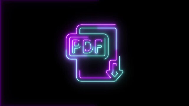 Neon pink and blue pdf on black background