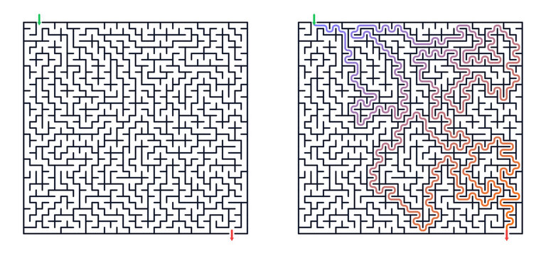 Square solved maze vector