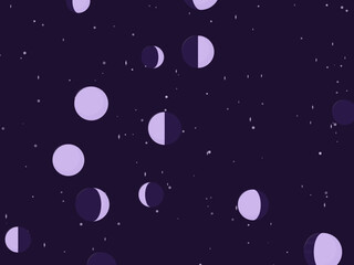 Fototapeta premium Moon Phases Celestial Pattern Dark Background