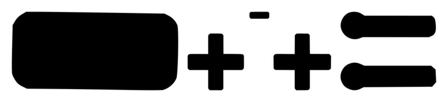 Minus icon set with solid black line on white background featuring subtract symbol, dash, negative operation with minimalist, clean, flat design and vector graphics