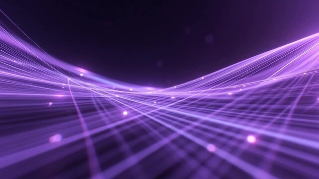 Abstract purple light streaks in smooth futuristic style on dark background, concept of digital motion and energy